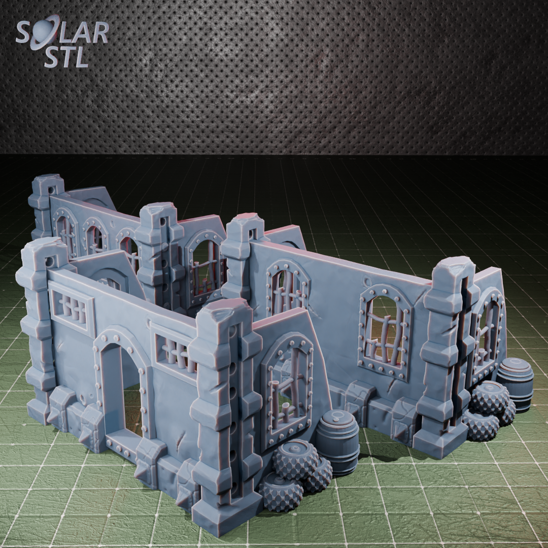 three Ork fortress terrain walls